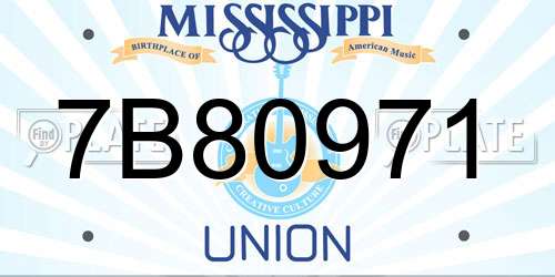 7B80971 Mississippi License Plate