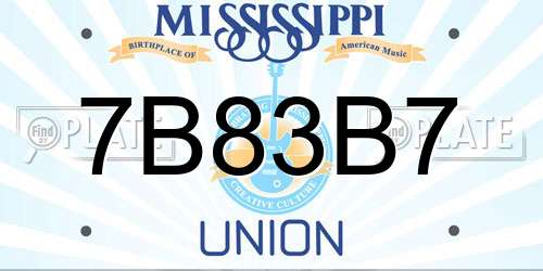 7B83B7 Mississippi License Plate