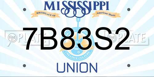 7B83S2 Mississippi License Plate