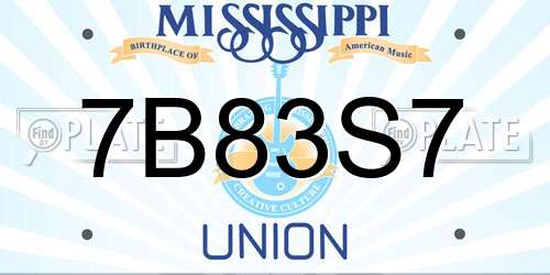 7B83S7 Mississippi License Plate