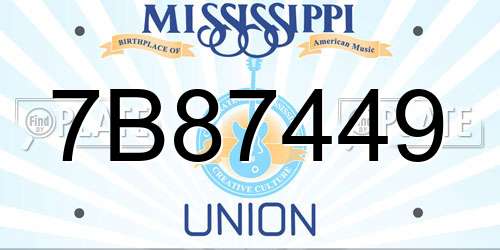7B87449 Mississippi License Plate