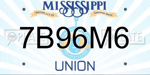 7B96M6 Mississippi License Plate