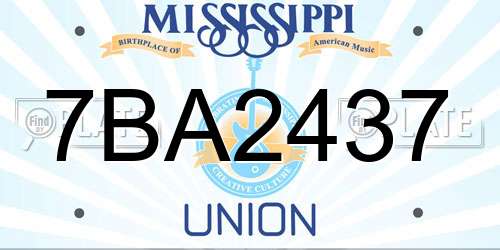 7BA2437 Mississippi License Plate