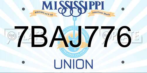 7BAJ776 Mississippi License Plate