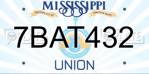 7BAT432 Mississippi License Plate
