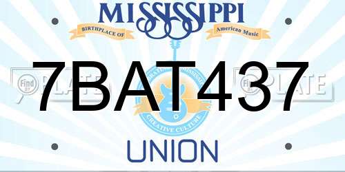 7BAT437 Mississippi License Plate