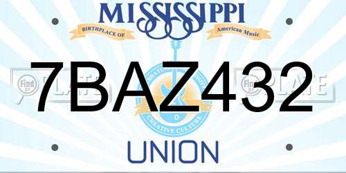 7BAZ432 Mississippi License Plate