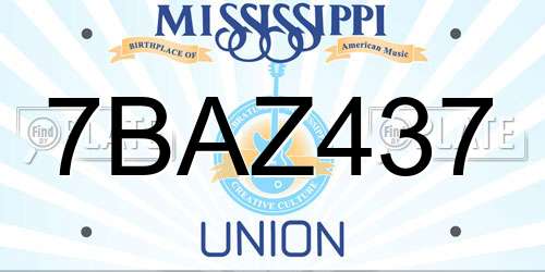 7BAZ437 Mississippi License Plate