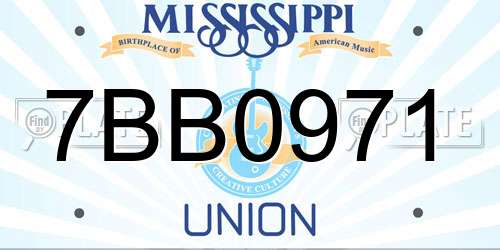 7BB0971 Mississippi License Plate
