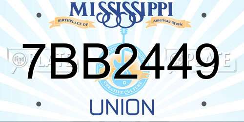 7BB2449 Mississippi License Plate