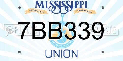 7BB339 Mississippi License Plate
