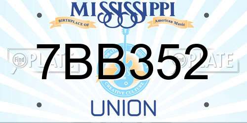 7BB352 Mississippi License Plate