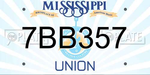 7BB357 Mississippi License Plate