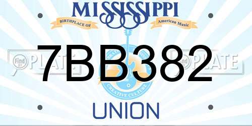 7BB382 Mississippi License Plate