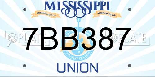 7BB387 Mississippi License Plate