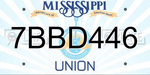 7BBD446 Mississippi License Plate