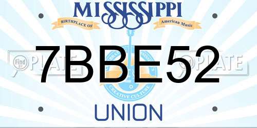 7BBE52 Mississippi License Plate