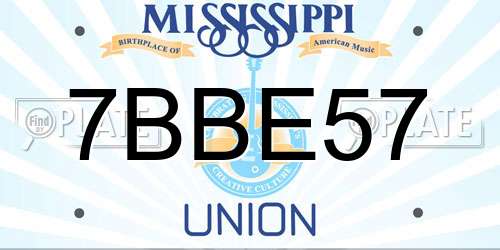 7BBE57 Mississippi License Plate