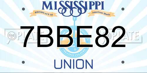 7BBE82 Mississippi License Plate