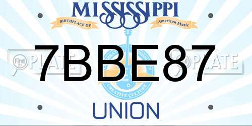 7BBE87 Mississippi License Plate