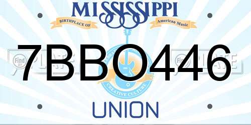 7BBO446 Mississippi License Plate