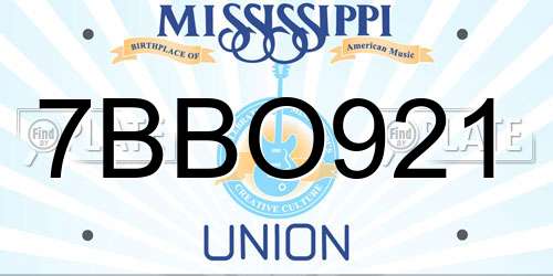 7BBO921 Mississippi License Plate