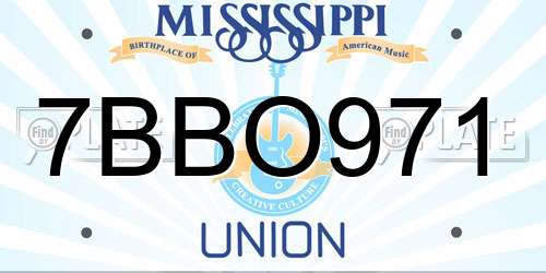 7BBO971 Mississippi License Plate