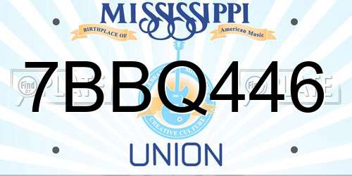 7BBQ446 Mississippi License Plate