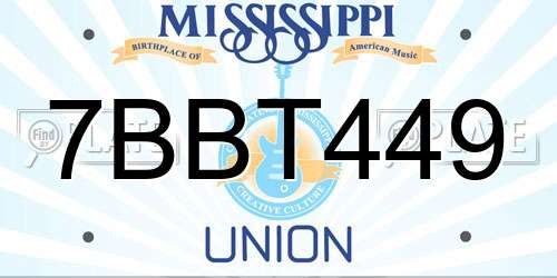 7BBT449 Mississippi License Plate