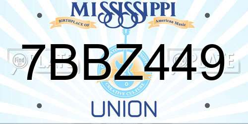 7BBZ449 Mississippi License Plate