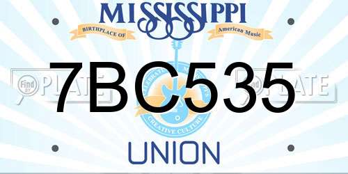 7BC535 Mississippi License Plate