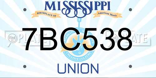 7BC538 Mississippi License Plate