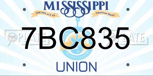 7BC835 Mississippi License Plate