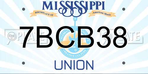 7BCB38 Mississippi License Plate