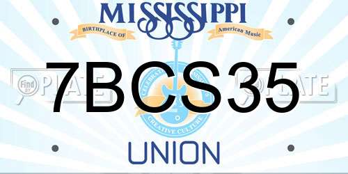 7BCS35 Mississippi License Plate
