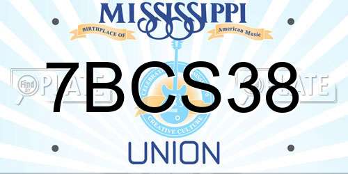 7BCS38 Mississippi License Plate