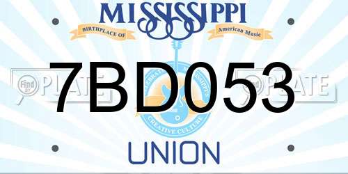 7BD053 Mississippi License Plate