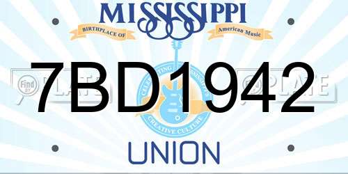 7BD1942 Mississippi License Plate