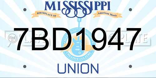 7BD1947 Mississippi License Plate
