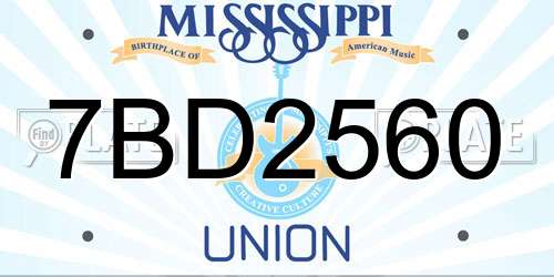 7BD2560 Mississippi License Plate