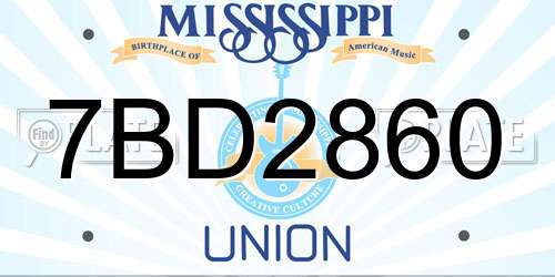 7BD2860 Mississippi License Plate