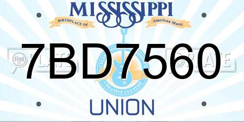 7BD7560 Mississippi License Plate
