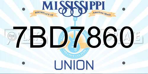 7BD7860 Mississippi License Plate