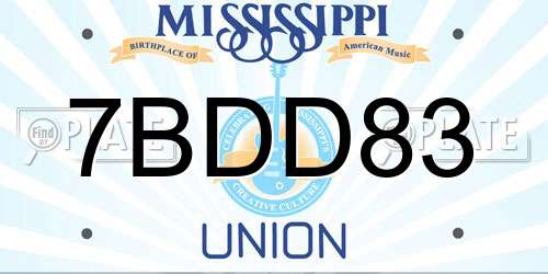 7BDD83 Mississippi License Plate