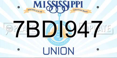 7BDI947 Mississippi License Plate