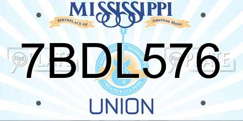 7BDL576 Mississippi License Plate