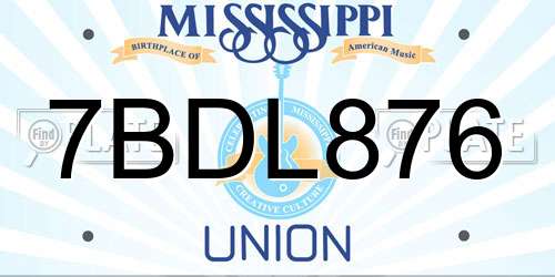 7BDL876 Mississippi License Plate