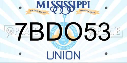 7BDO53 Mississippi License Plate