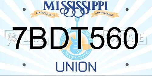 7BDT560 Mississippi License Plate
