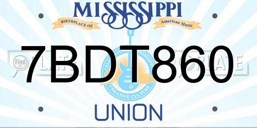 7BDT860 Mississippi License Plate